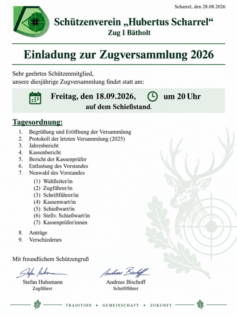 Mehr über den Artikel erfahren Einladung Zugversammlung Zug I