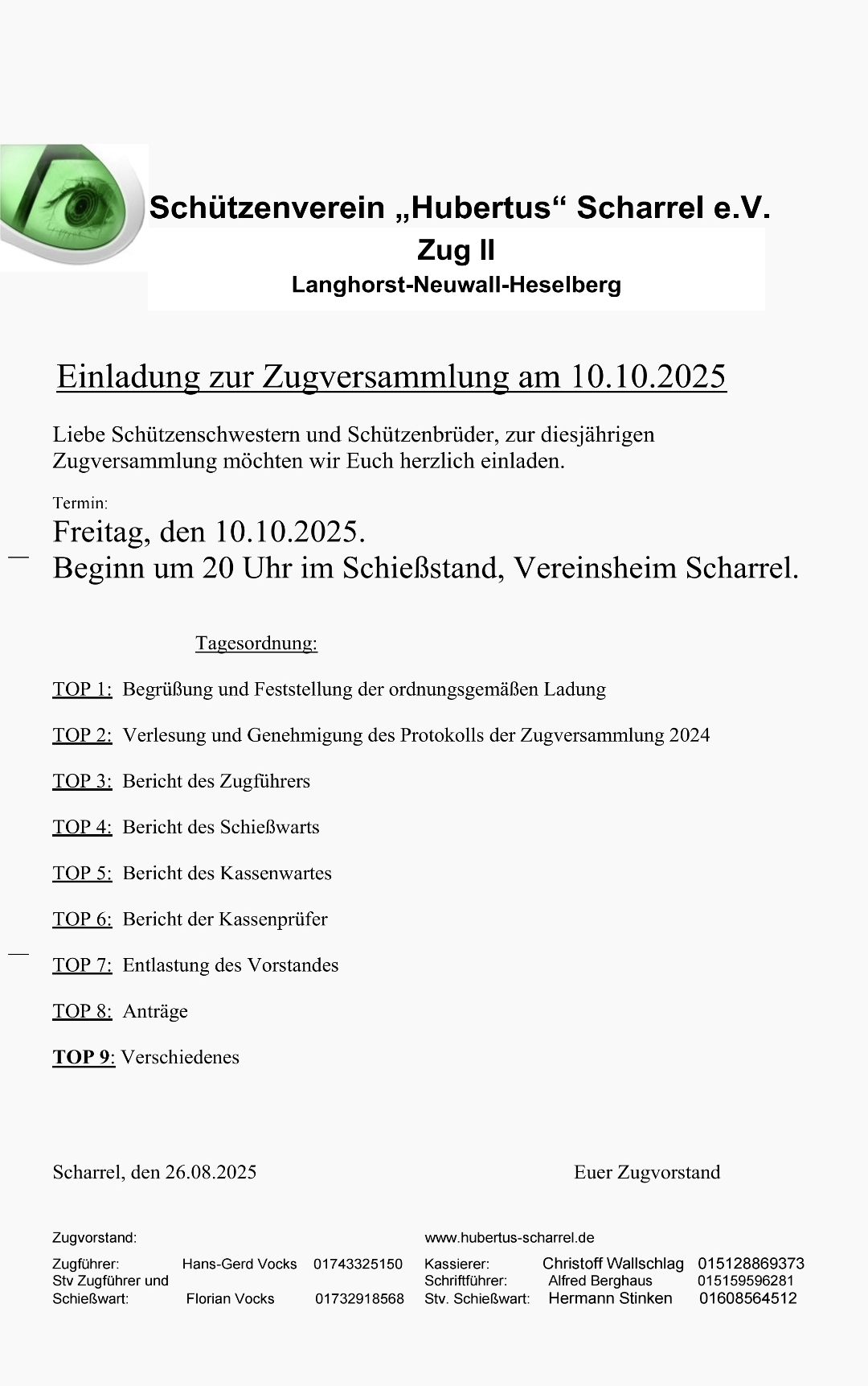 Mehr über den Artikel erfahren Einladung Zugversammlung Zug II