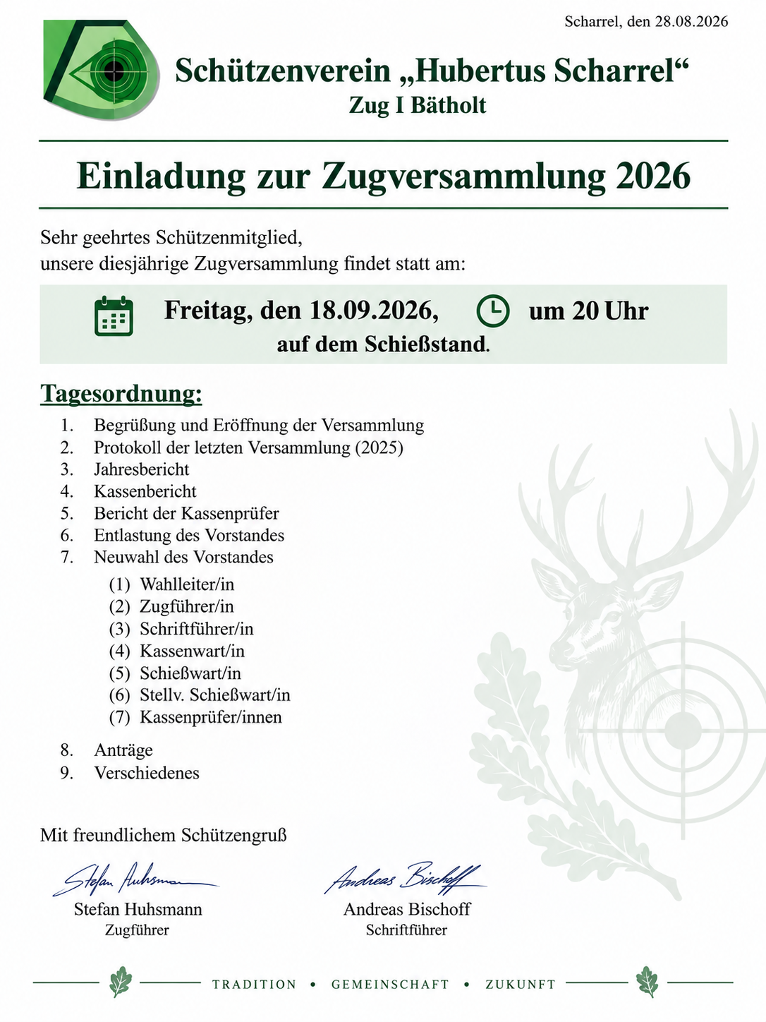 Mehr über den Artikel erfahren Einladung Zugversammlung Zug I