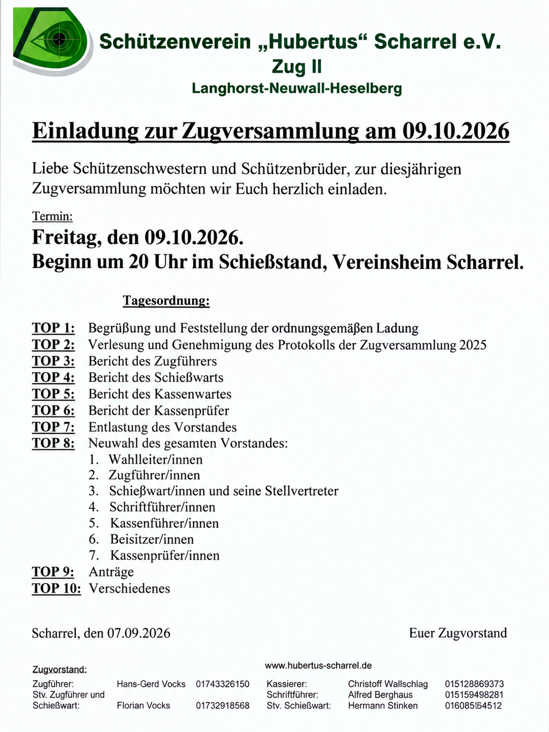 Mehr über den Artikel erfahren Einladung Zugversammlung Zug II