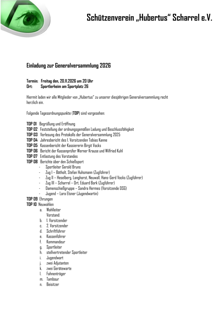 Mehr über den Artikel erfahren Einladung zur Generalversammlung